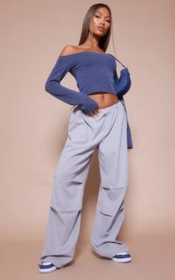 Crop Top Bleu En Maille Côtelée Contrastante Et Col Bardot -Pas Cher Tendance Charme Magasin 714406f267928da6a1f5ca18686219e5a0cb02c9 cnd0970 3