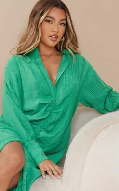 Robe Chemise Mi-longue Texturée Verte à Manches Longues Et Fronces 8 Robe Chemise Mi-longue Texturée Verte à Manches Longues Et Fronces -Pas Cher Tendance Charme Magasin 72b59479c84c86539c227068171681d91fe9d1ba cmz0518 5