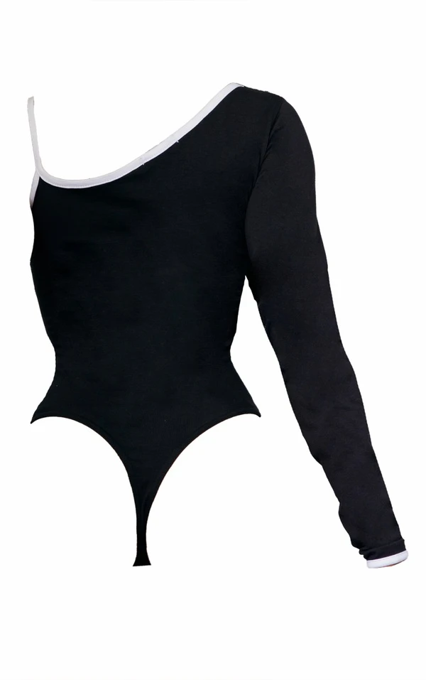 Body Asymétrique Noir à Bordure Contrastante 6 Body Asymétrique Noir à Bordure Contrastante – Image 6