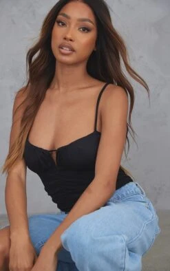 Body Froncé En Mesh Noir Sans Manches -Pas Cher Tendance Charme Magasin 7803c749c8f2adec91751707e58d1cca3823cefd cnd6382 4