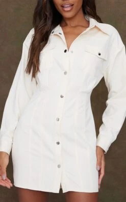 Robe Chemise Cargo Sable à Boutons-pression Et Taille Ajustée -Pas Cher Tendance Charme Magasin 783b0c78f373d415f1e0dbd4aa860387efc02bb2 cnc2844 4