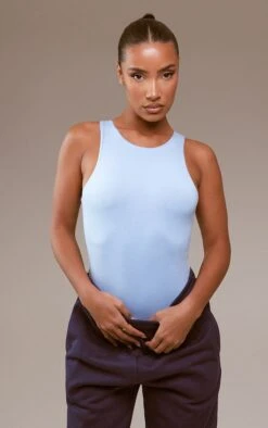 Body Basique En Coton Bleu Clair à Dos Nageur