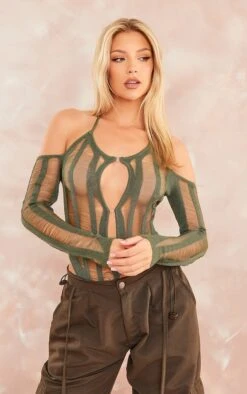 Body En Maille Tricot Ajourée Kaki à Détail Anneau -Pas Cher Tendance Charme Magasin 7945afdbb41857e05f333d805df84b562d27fedb cnc8719 3