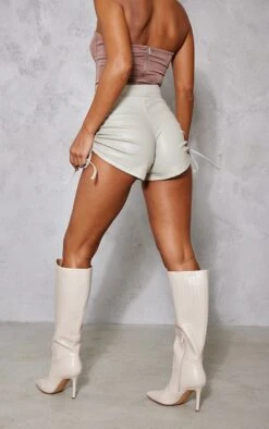 Zero Mini Short En Similicuir Gris Pierre à Côtés Noués -Pas Cher Tendance Charme Magasin 79f41a2c3b2ffdd225dd450baa4b3c4b16155441 cnb8344 3