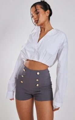 Mini Short Gris Anthracite En Maille Tissée Stretch à Boutons -Pas Cher Tendance Charme Magasin 7d1099583e2a02681e55f205cb5bdee2f7c6554a cnd3721 4