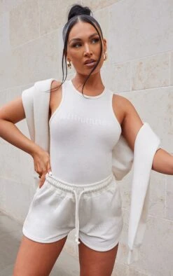 Zero PRETTYLITTLETHING Body Blanc Cassé à Dos Nageur