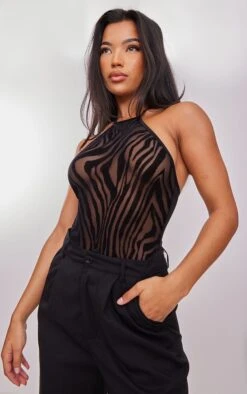 Body Noir à Zébrures Floquées Et Dos Nu -Pas Cher Tendance Charme Magasin 80e2a2edea0b4dd552598bed4bef2530ed34415f cnc5655 4