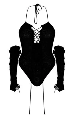 Body En Maille Tricot Ajourée Noire à Lacets Avec Manches -Pas Cher Tendance Charme Magasin 823032d4159482b50f242704d8156ad8b353e9ec cnc5838 5