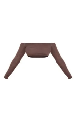 Crop Top Finement Texturé Chocolat à Col Bardot -Pas Cher Tendance Charme Magasin 82a38a4b69759d7a36cb6070b5878d28c0365f6e cnd6064 5