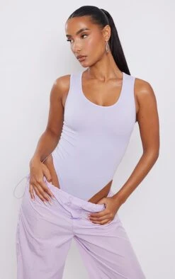 Body Basique En Coton Lilas à Col Rond