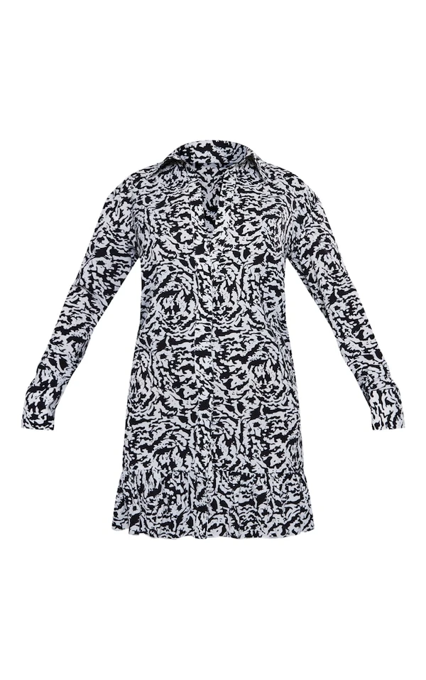 Robe Chemise Multicolore Imprimé Abstrait à Manchettes Et Ourlet Volanté 5 Robe Chemise Multicolore Imprimé Abstrait à Manchettes Et Ourlet Volanté – Image 5