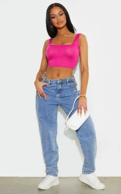 Débardeur Court Basique Rose Vif En Jersey à Col Carré -Pas Cher Tendance Charme Magasin 885d426e11976c315fcd07e371274a18dde8b004 cmw9695 3