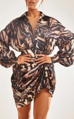 Robe Droite Satinée Marron Imprimé Animal à Manches Oversize Et Jupe Drapée -Pas Cher Tendance Charme Magasin 8c1f94f57251a61372b4c3e1a7acc0225fc20446 cnd5884 4