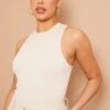 Body Côtelé Structuré écru à Dos Nageur Détail Contours