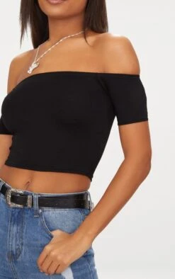 Essentiel Crop Top Noir à Col Bardot -Pas Cher Tendance Charme Magasin 91b4f914e06f3f4edd3cd0847efd65921b7e60a8 CMP1933 5