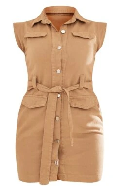 Robe Très Courte Style Utilitaire En Jean Camel -Pas Cher Tendance Charme Magasin 93704a8fa5091388fb306b2305b1afc1aeaba765 cnd5785 5