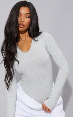 Essentiel Body Col V Gris Chiné à Manches Longues -Pas Cher Tendance Charme Magasin 9416ad210e0f891cd6284f6d47cdf621709720fd cmp2031 4