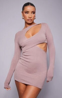 Mini Robe à Devant Asymétrique Café Au Lait En Maille Tricot -Pas Cher Tendance Charme Magasin 952804649f4e2b93bad52cc1afc164720bc61674 cnc3208 3