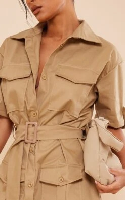 Robe Chemise Cargo Sable Clair Ceinturée à Manches -Pas Cher Tendance Charme Magasin 964bfe48ae4f426fdea081a14177c0f012af3e07 cne1512 4