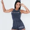 PRETTYLITTLETHING Body Délavé Gris Anthracite à Dos Nageur