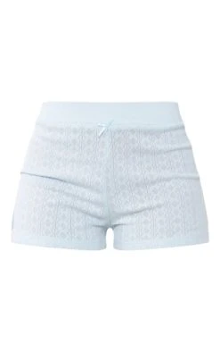 Mini Short Bleu En Maille Pointelle à Noeud -Pas Cher Tendance Charme Magasin 99117e889eabed9b22c49d53741eee015a219c6c cnd9920 6