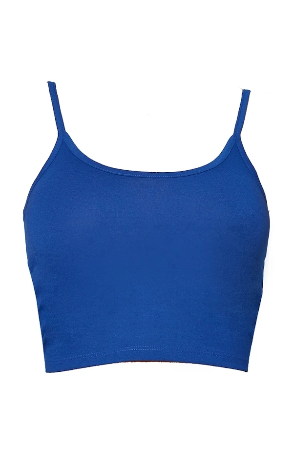 Crop Top Bleu Marine En Coton à Bretelles 5 Crop Top Bleu Marine En Coton à Bretelles – Image 5