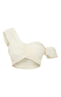 Crop Top Crème Plissé Effet Lin à épaule Dénudée -Pas Cher Tendance Charme Magasin 9f376018b2ac1e17c9a1c663bec3edebeb1230fc cmy0009 5