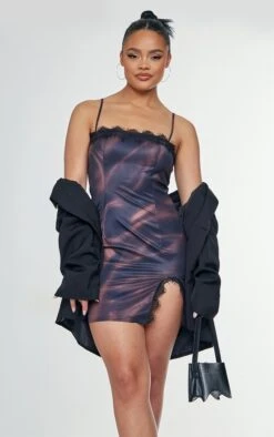 Robe Droite Marron Imprimé Abstrait à Bretelles Et Détail Dentelle -Pas Cher Tendance Charme Magasin 9fa5dd76728e9b78c1004e82c239b90b05e3ae4f cnc8297 3