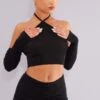 Crop Top Noir à Dos Nu