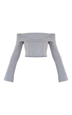 Crop Top Gris Clair En Jersey à Col Bardot Replié -Pas Cher Tendance Charme Magasin a6ce90bfa540f99b835c9a4f098b190f200f290d cnd2947 5