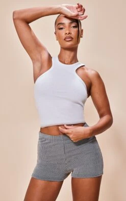 Logic Mini Short Gris En Maille Côtelée Bicolore -Pas Cher Tendance Charme Magasin aab1543aa242abda717497f39374dbd3567beb49 cnd9337 4