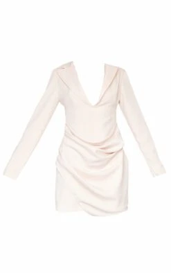 Robe Blazer Effet Lin Drapé Gris Pierre -Pas Cher Tendance Charme Magasin af4552c7f59a0fb5a958539fc153c28fb847160b cne1538 5