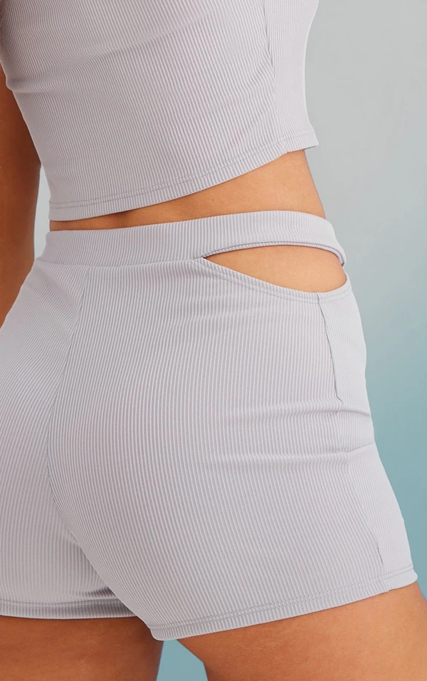 Mini Short Côtelé Grise Découpé 5 Mini Short Côtelé Grise Découpé – Image 5