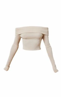 Top Côtelé Beige à Col Bardot Plié Et Manches Flûtes -Pas Cher Tendance Charme Magasin b158b2be3b09b75e5836e52149d348a3382cc6d7 cnc4462 5