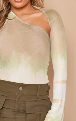 Logic Body Asymétrique En Mesh Imprimé Vert -Pas Cher Tendance Charme Magasin b2cd4988c65dcdea80cf303de7b476561a8ed2f7 cne5171 4