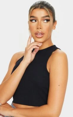 Débardeur Court Basique Noir Côtelé -Pas Cher Tendance Charme Magasin b723859a68fcc204ef5900486ac5b59a7eac16e3 CML5183 4