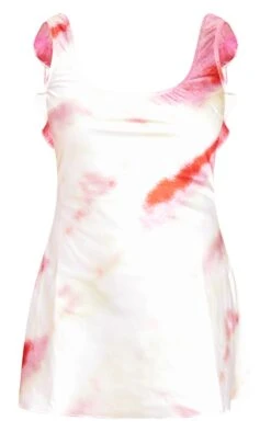 Robe Droite Satinée Tie & Dye Multicolore à Volants Et Dos échancré -Pas Cher Tendance Charme Magasin bd52b5d89fefef8c6b5d743442b4f8145036675f cne1450 5