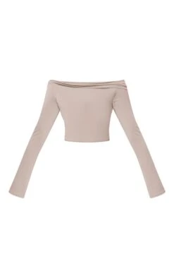 Crop Top Sable Pâle En Jersey à Col Bardot Replié -Pas Cher Tendance Charme Magasin bd5e711460245cda214724ab9c7f6919f71919aa cnd2946 5