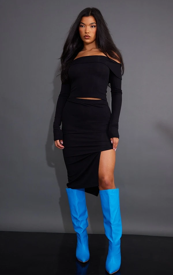 Logic Top Côtelé Noir à Rabat Et Col Bardot 3 Logic Top Côtelé Noir à Rabat Et Col Bardot – Image 3