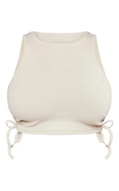 Plus Débardeur Court Froncé Côtelé Gris Pierre à Cordons Ajustables -Pas Cher Tendance Charme Magasin c0756280c0505425e56908cc217a008a9916bdac cne0727 5