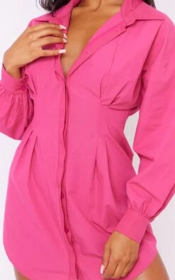 Robe Chemise Ajustée Rose Vif à Manches Longues -Pas Cher Tendance Charme Magasin c151a786fe91a5256979defd7e709736c84dceeb cne1922 4