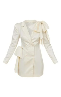 Robe Blazer Satinée Crème à Noeuds Sur L'épaule -Pas Cher Tendance Charme Magasin c2839cb5a6a1f7cf4774515315ac9c1dd4dd0f95 cnc3029 5