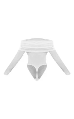 Body Blanc Froncé Texturé Transparent Très Replié à Col Bardot -Pas Cher Tendance Charme Magasin c3822da59b4ca09abc21f83394bf0d1735eee56b cnd8063 6