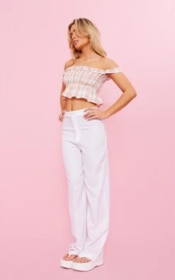 Top Rose Effet Lin à épaules Dénudées -Pas Cher Tendance Charme Magasin c683742042a11f101ba3e2e19dfe8dc96bb39d1d cnd0894 3