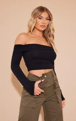 Crop Top Noir En Jersey à Col Bardot Replié 7 Crop Top Noir En Jersey à Col Bardot Replié -Pas Cher Tendance Charme Magasin c99171bf35dae8b93e8dbd75c7eae6da5cb0774d cnb0275 3