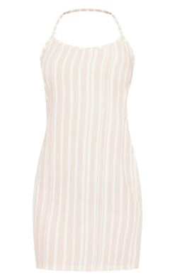 Robe T-shirt Droite En Effet Lin Beige Rayé Découpée à Nouer Derrière -Pas Cher Tendance Charme Magasin cb0260a3252cb5f32b8303f8c09ed2548cba248c cne6485 5