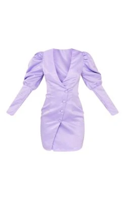 Robe Blazer Asymétrique Lilas Satinée à Manches Bouffantes -Pas Cher Tendance Charme Magasin cbb0898f393bf4f1cdcc0fc17abb65cd8cedbbb7 cmw5579 5