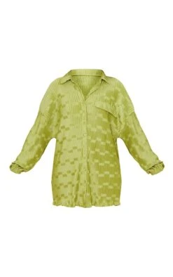 Robe Chemise Oversize Vert Olive Crêpée Et Plissée -Pas Cher Tendance Charme Magasin cc8be204243df4707063090cf6d64fcbcb956a12 cmw6613 6