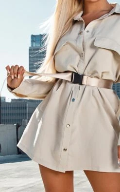 Robe Chemise Oversize Gris Pierre Style Cargo à Boutons Pression -Pas Cher Tendance Charme Magasin cdefee5c2077cc6036a340aa79021a9f44a48a45 CMF1250 5