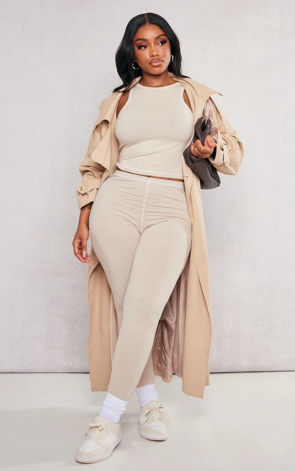 Shape Top Gris Pierre Délavé Dos Nageur à Coutures Contrastantes 3 Shape Top Gris Pierre Délavé Dos Nageur à Coutures Contrastantes – Image 3